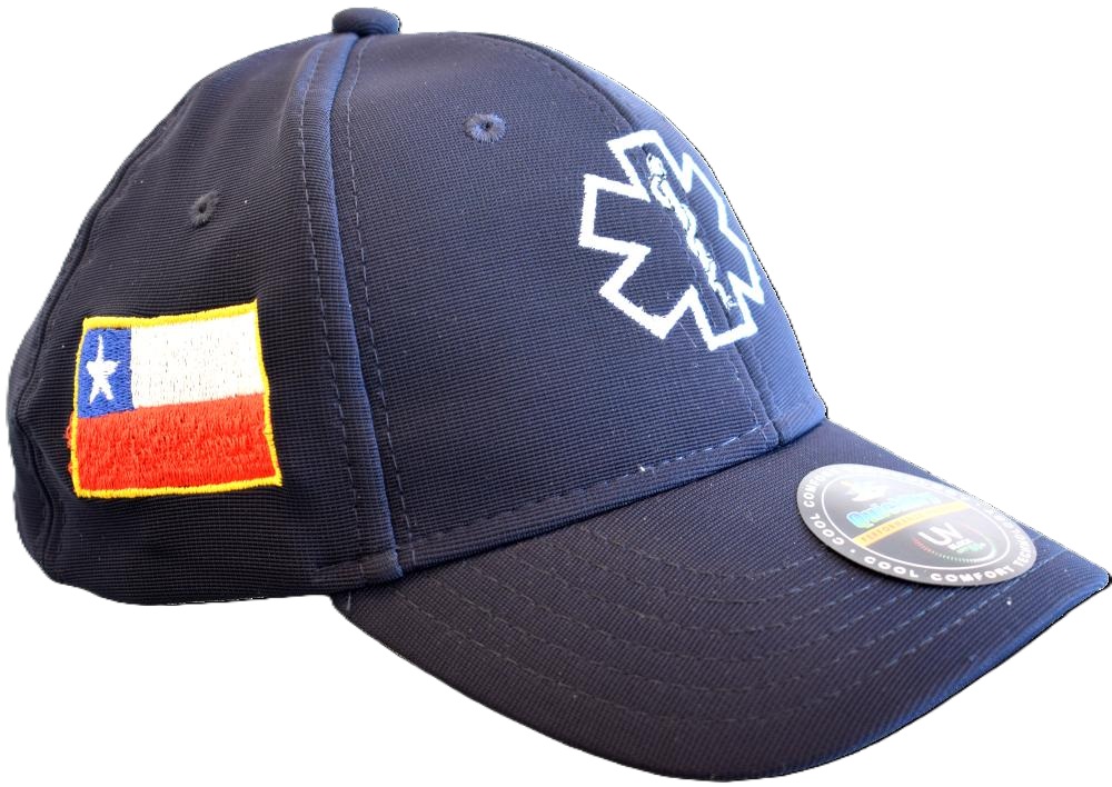 gorro bordado Paramedicos con bandera chilena al costado
