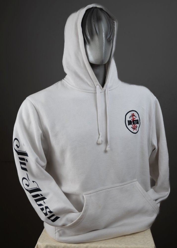 Poleron blanco bordado y estampado